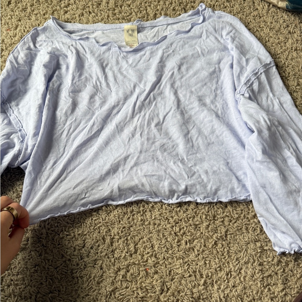 Light Blue Cropped Long Sleeve Top